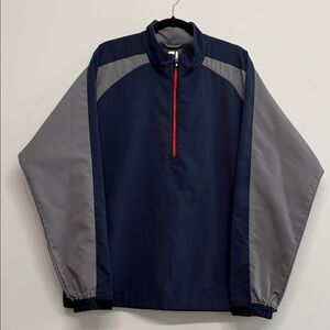 FootJoy Men’s Navy Blue and Gray Windbreaker Ref 1/2 Zip Pullover Jacket Size L